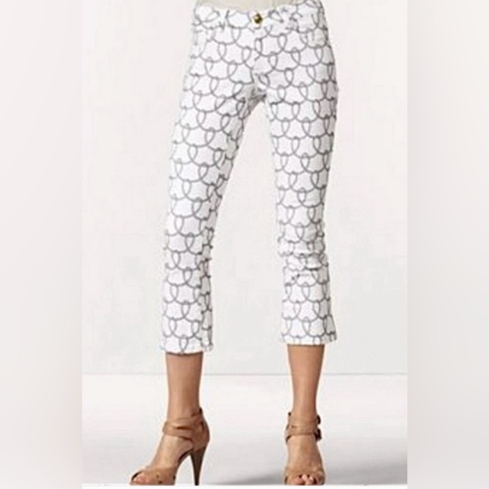 NWOT Cabi Nautical Robe Printed White Jeans Women’s Size 2